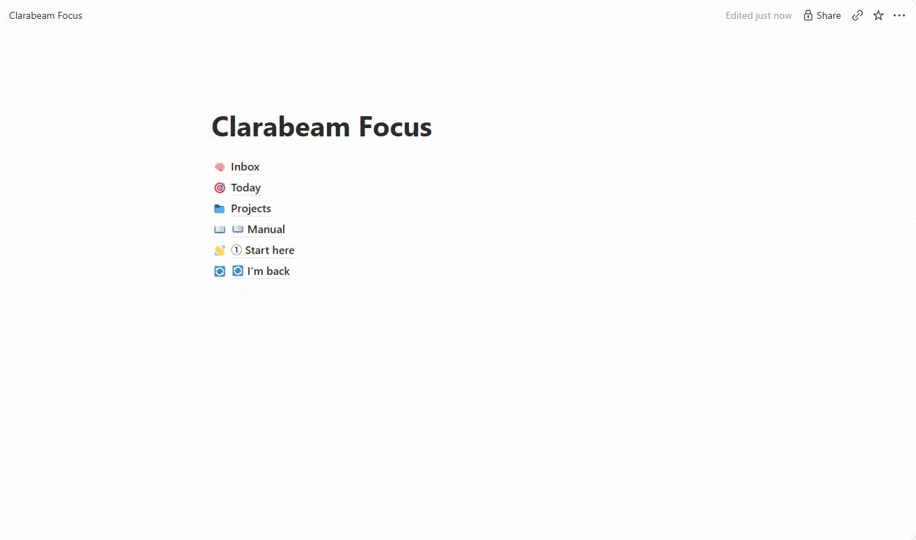 Clarabeam Focus workspace